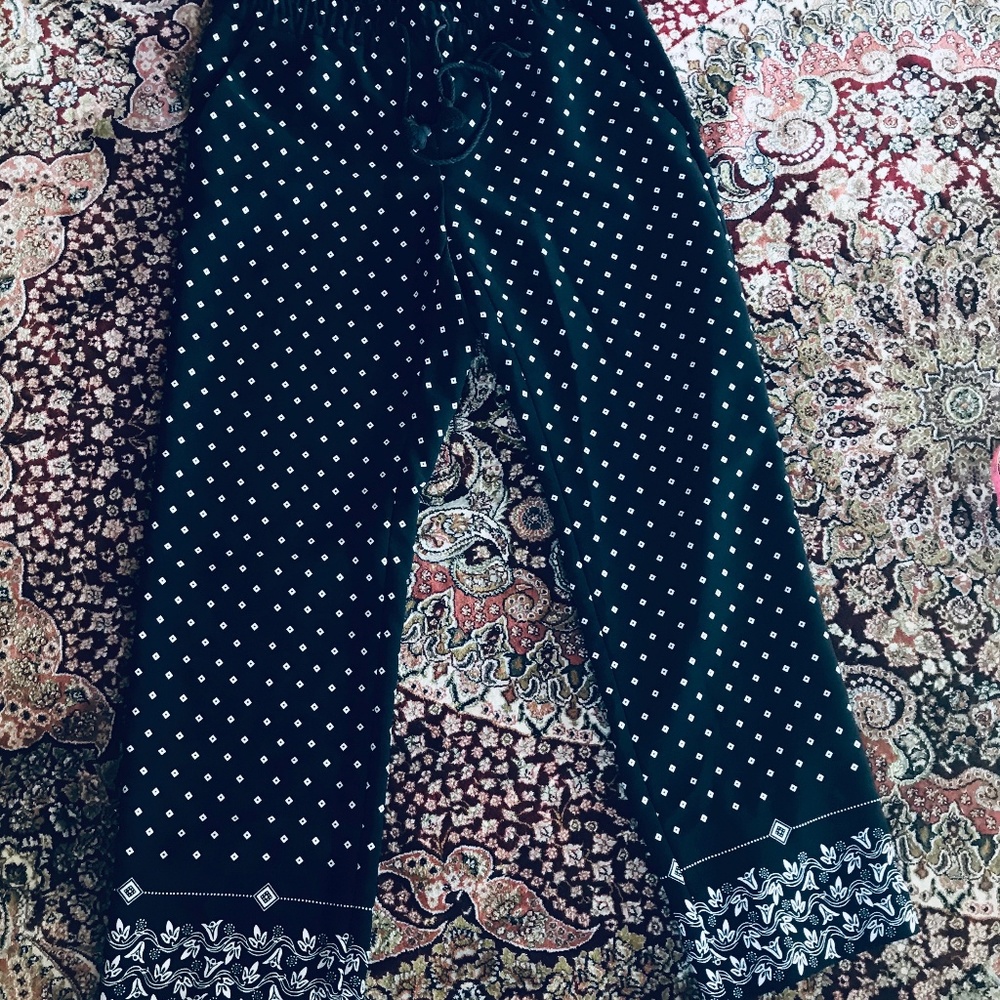 Loft Navy and White Drawstring Pants